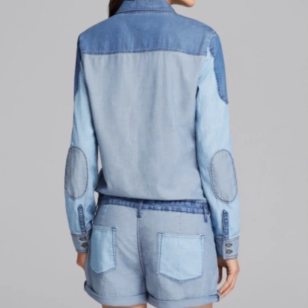 PAIGE Demin Blue Long Sleeve Romper w/ pockets - M